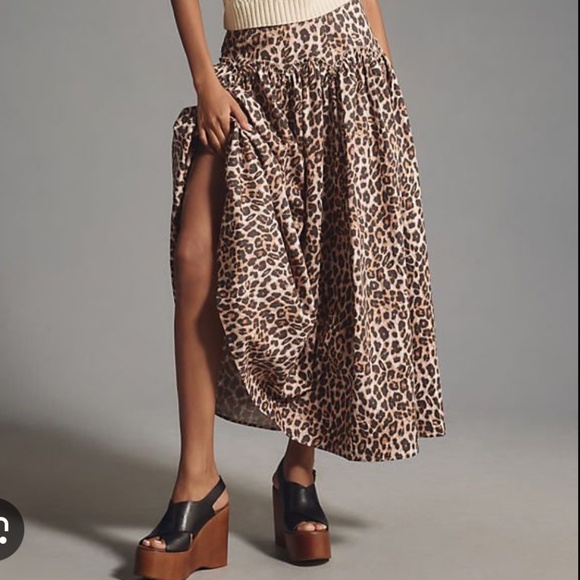 Anthropologie Dresses & Skirts - Mare Mare x Anthropologie Basque Waist Animal Leopard Print Long Maxi Skirt NWT!